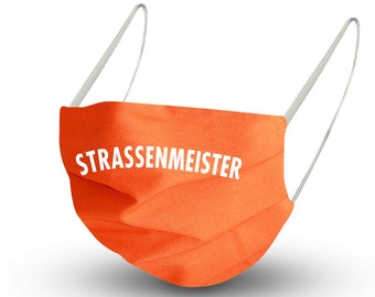 Überziehmaske Maske in Orange Behelfsmaske aus Baumwolle - STRASSENMEISTER 15827 + Gratis OP-MASKE