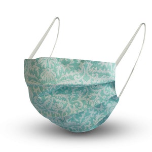 Cover mask mask made of cotton with inner fleece - mask ornaments mint green 15630 + free addition