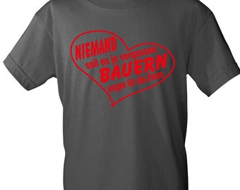 T-shirt with print - ...farmers provide the food - 15725 gray size. S-3XL