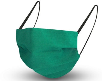 Baumwollmaske Behelfsmaske mit zertifiziertem Innenvlies - Tannengrün Unifarben 15415 + Gratiszugabe