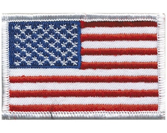 weiß Aufnäher / Bügelbild 7,5 x 4,7 cm USA ARMY Flagge Fahne 