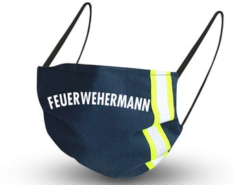 Cover mask mask with inner fleece - Blue with fluorescent stripes - FEUERWEHRMANN 15830 + free addition