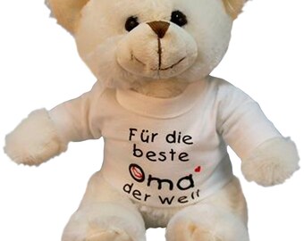 TEDDY BEAR with T-SHIRT - For the best grandma in the world - Teddy cuddly bear