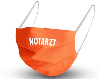 Cover Mask Makeshift mask in orange made of cotton - NOTARZT 15811 + Free surgical mask