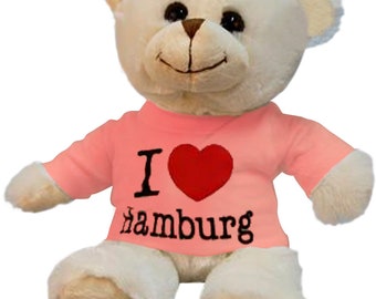 TEDDY BEAR with T-SHIRT - I Love Hamburg - Teddy cuddly bear