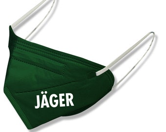 1x FFP2 mask in dark green with application iron transfer - JÄGER - 14922