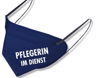 1 FFP2 mask in DARK BLUE German production with print - PFLEGERIN IM DIENST - 14914