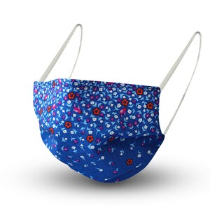 Cover mask mask made of cotton with inner fleece - Mask Floral Scattered Flowers Blue 15629 + free gift