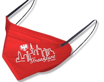 1 FFP2 mask in RED German production with print - SKYLINE FRANKFURT am Main - 14928