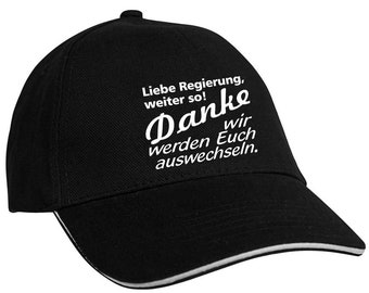 Cap baseball cap peaked cap cap with print - Dear government...! Thanks..replace - in black