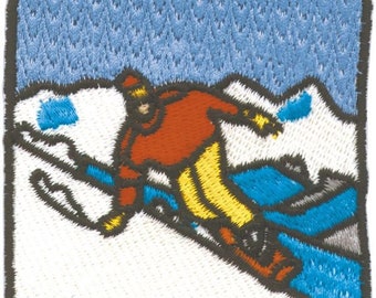 Patch applique - snowboarder - 03201 size approx. 7 x 7 cm