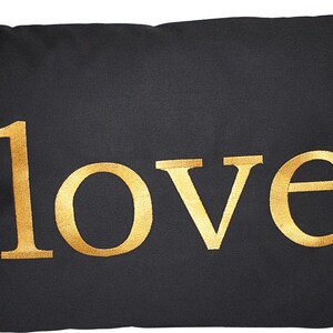 Zierkissen Dekokissen mit Einstickung - LOVE - Gr. ca. 55cm x 35cm- 11757 schwarz