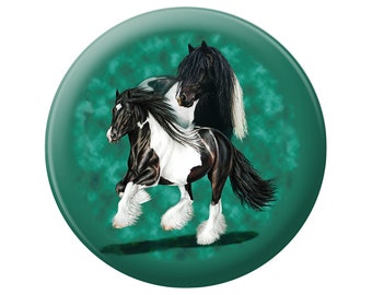 Magnet round - Horses Tinker - Collection Bötzel - 16055 gr. approx. 5.7 cm