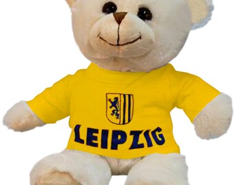 TEDDY BEAR with T-SHIRT - coat of arms emblem Leipzig - fan bear teddy cuddly bear