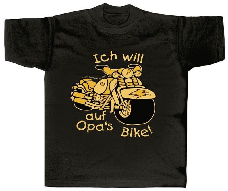 Kinder-T-Shirt mit Druck Ich will auf Opas Bike Bild 1