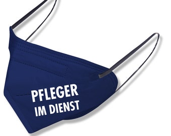 1 FFP2 mask in DARK BLUE German production with print - PFLEGER im DIENST - 14913