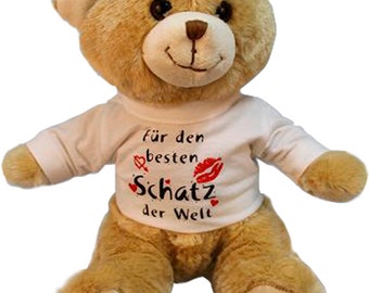 TEDDYBÄR mit T-SHIRT - Für den besten Schatz der Welt - Teddy Kuschelbär Bär