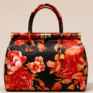 Rose Verona™ Italian Leather Handbag | Luxury Floral Tote Bag | Made in Italy Purse | Elegant Women's Satchel | Designer Gift for Her