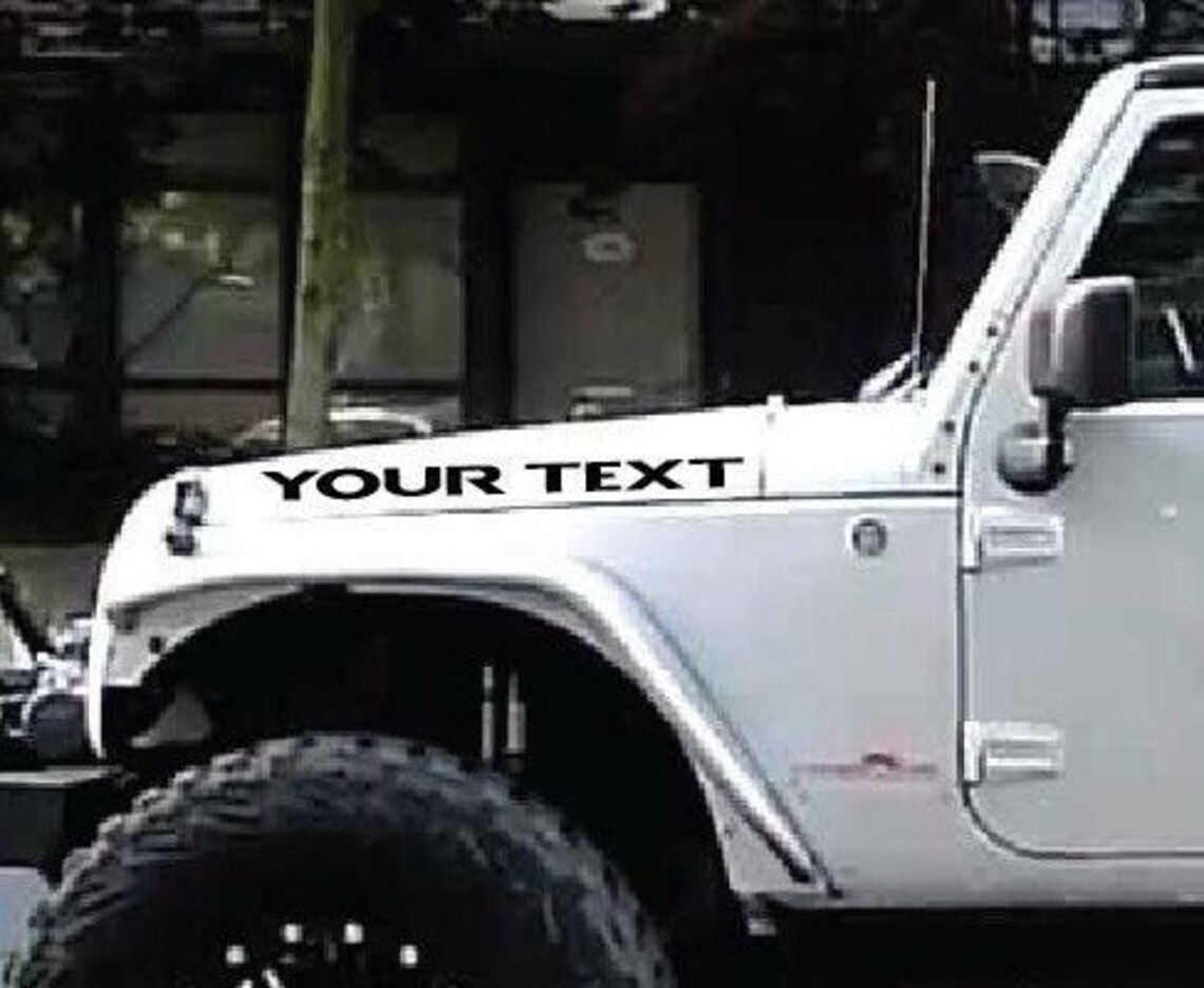 Custom Text Hood Vinyl Decal Fits Jeep Wrangler Sahara Etsy
