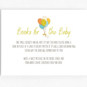 Baby Shower Books For The Baby Invitation Inserts - Scooter Balloons - Neutral - Printable