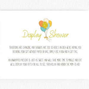 Baby Shower Display Shower Invitation Inserts - Scooter Balloons - Neutral - Printable