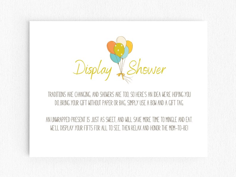 Baby Shower Display Shower Invitation Inserts Scooter Balloons Neutral
