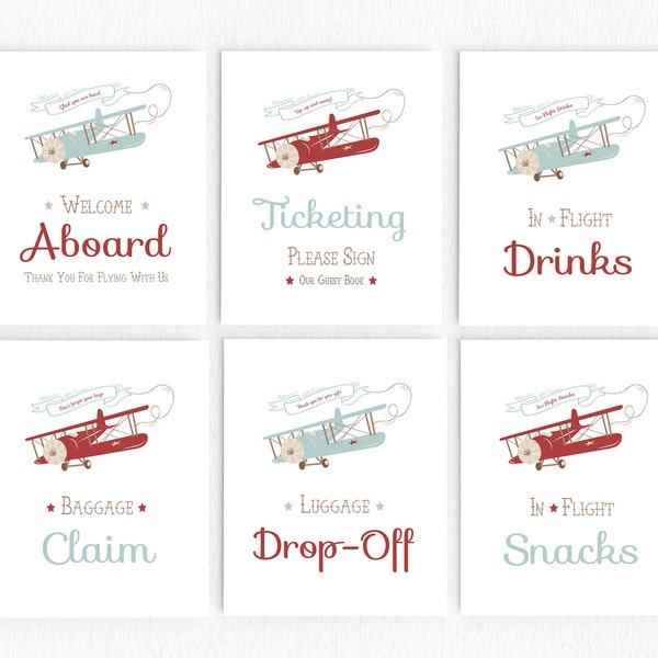 Baby Shower Birthday Decoration Signs Set- Precious Cargo Vintage Airplane Mail - Printable