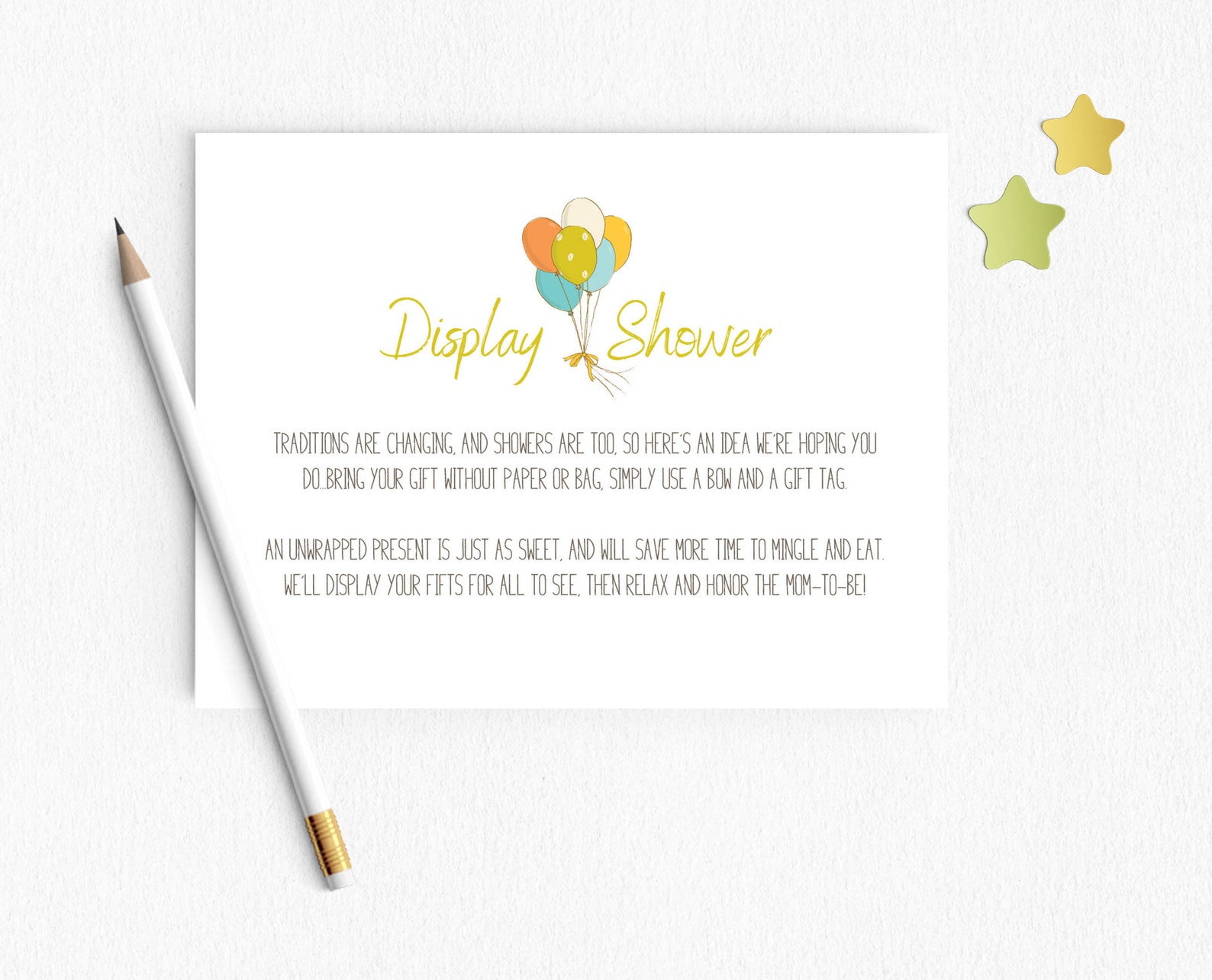 Baby Shower Display Shower Invitation Inserts Scooter Balloons Neutral