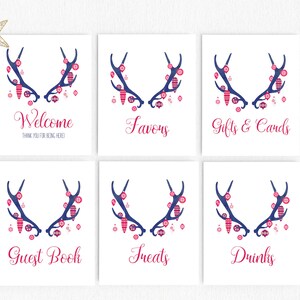 Christmas Baby Shower Birthday Table Decoration Signs Set- Christmas Deer- Printable