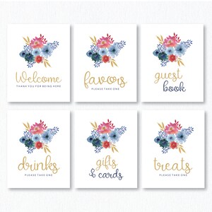 Baby Shower / Birthday Table Decoration Signs Set- Watercolor Flowers - Printable