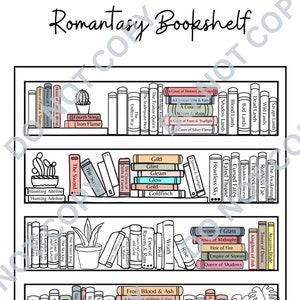 Romantasy Bookshelf Coloring Sheet! - PORTRAIT | Romance Fantasy | Fantasy Books | Smut | Bookstagram | Bookish | Romance Bookshelf