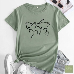 Reise Shirt, Weltkarte Shirt, Reise Geschenk, Urlaub Shirt, Reiseliebhaber, Wanderlust Tee, Weltkarte Tee