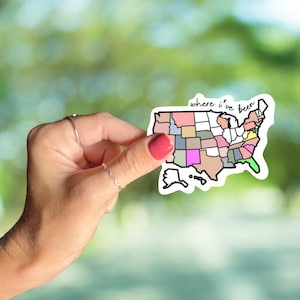 Adhesivo de mapa de dónde he estado de EE. UU., Adhesivo de color, Mapa de EE. UU., Adhesivo de mapa de viaje, Adhesivo de viaje de Estados Unidos, Adhesivo de vinilo,
