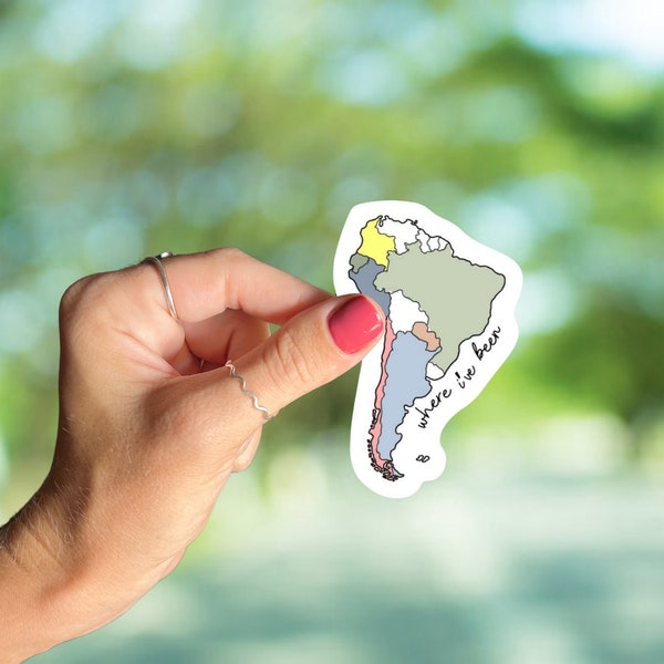 Where I've Been South America Map Sticker | Color in Sticker | Latin America Map | Travel Map Sticker | Travel Sticker | Vinyl Sticker