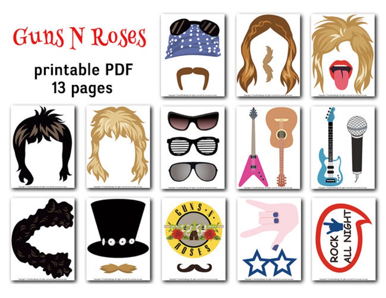 Printable Rock Star Photo Booth Props Rock Party Photobooth | Etsy