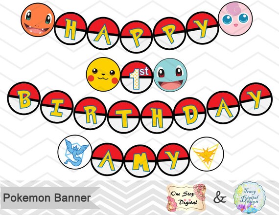Printable Pokemon Banner Pokemon Birthday Party Banner Etsy Printable Pokemon Banner Pokemon Birthday Party Banner Etsy