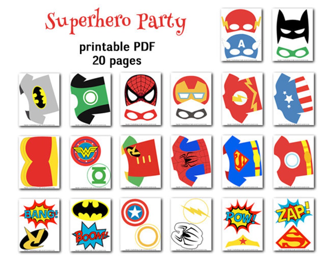 Printable Superhero Photo Booth Props Superhero Party Photo | Etsy