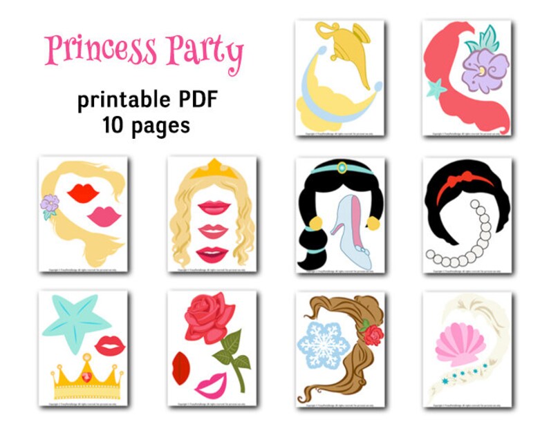 Printable Princess Photo Booth Props Princess Birthday Party | Etsy