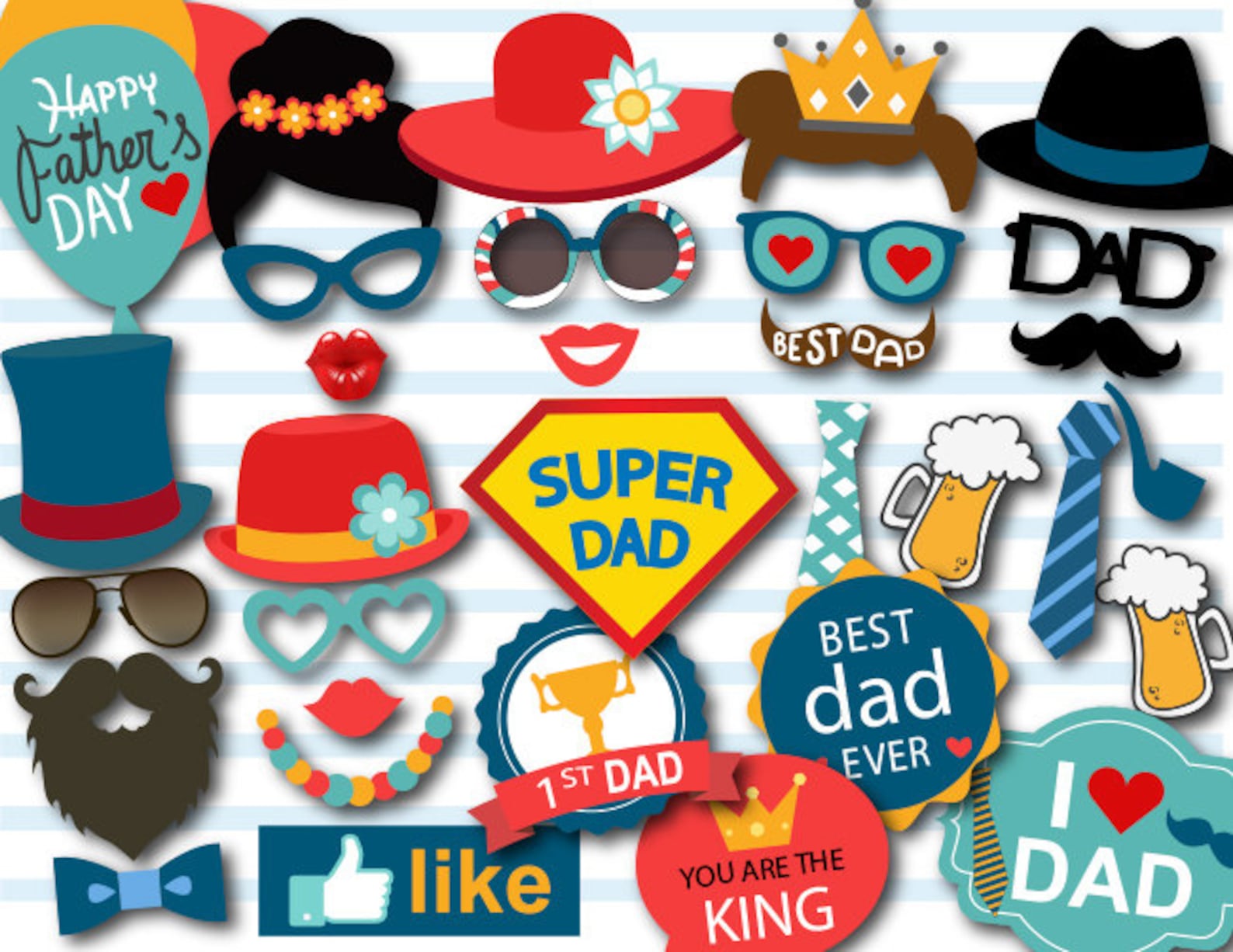 Printable Father s Day Photo Booth Props Happy Etsy
