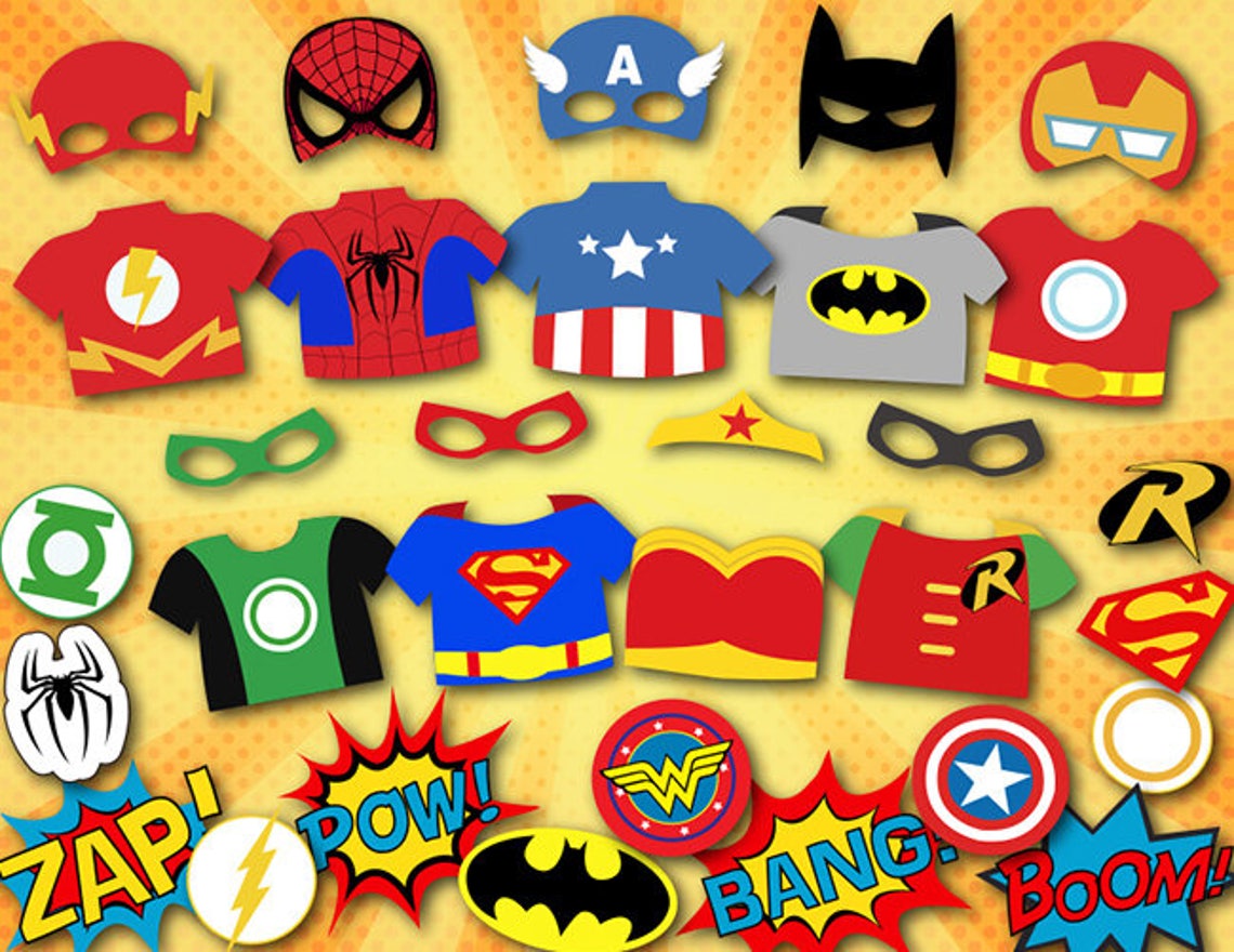 Printable Superhero Photo Booth Props Superhero Party Photo | Etsy
