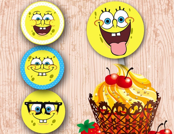 Printable SpongeBob SquarePants Cupcake Toppers 2 Inch Circle | Etsy