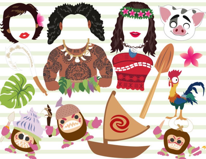 Printable Moana Photo Booth Props Moana Party Photo Booth | Etsy
