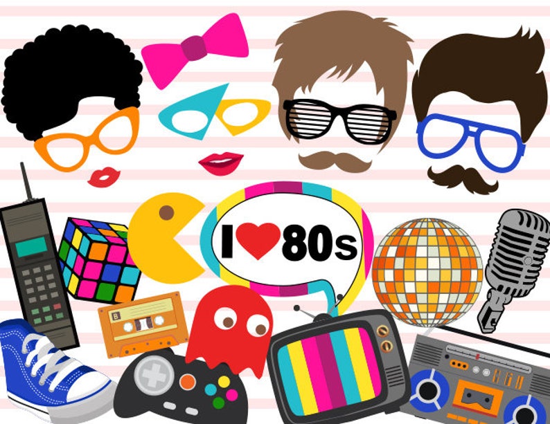 Printable 80's Photo Booth Props 1980s Party Photobooth Etsy