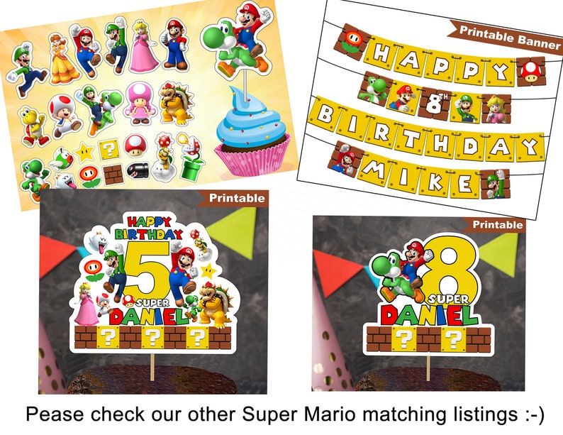 Super Mario Party Thank You Tag Super Mario Birthday P0007 Super Mario Birthday Party Decoration Personalized Super Mario Favor Party Tag