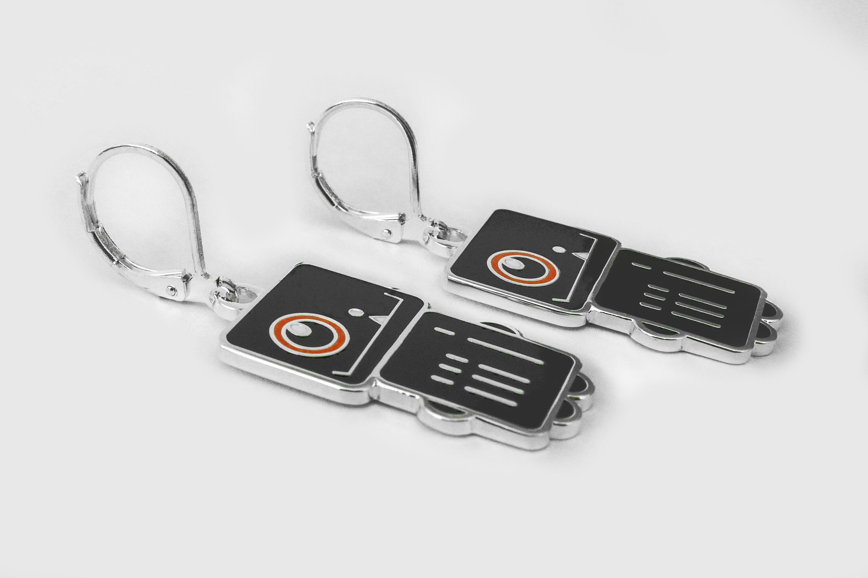 Robot Earrings, Retro Robot Jewelry, Sterling Silver