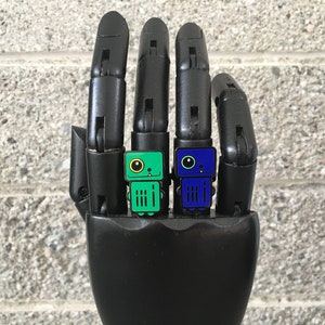 Ring Bundle, Robot Rings, Robot Jewelry, Adjustable Rings, Green/Indigo, Ring Set, Cute Ring Pair, Retro Rings, Space Girl, Friendship Rings