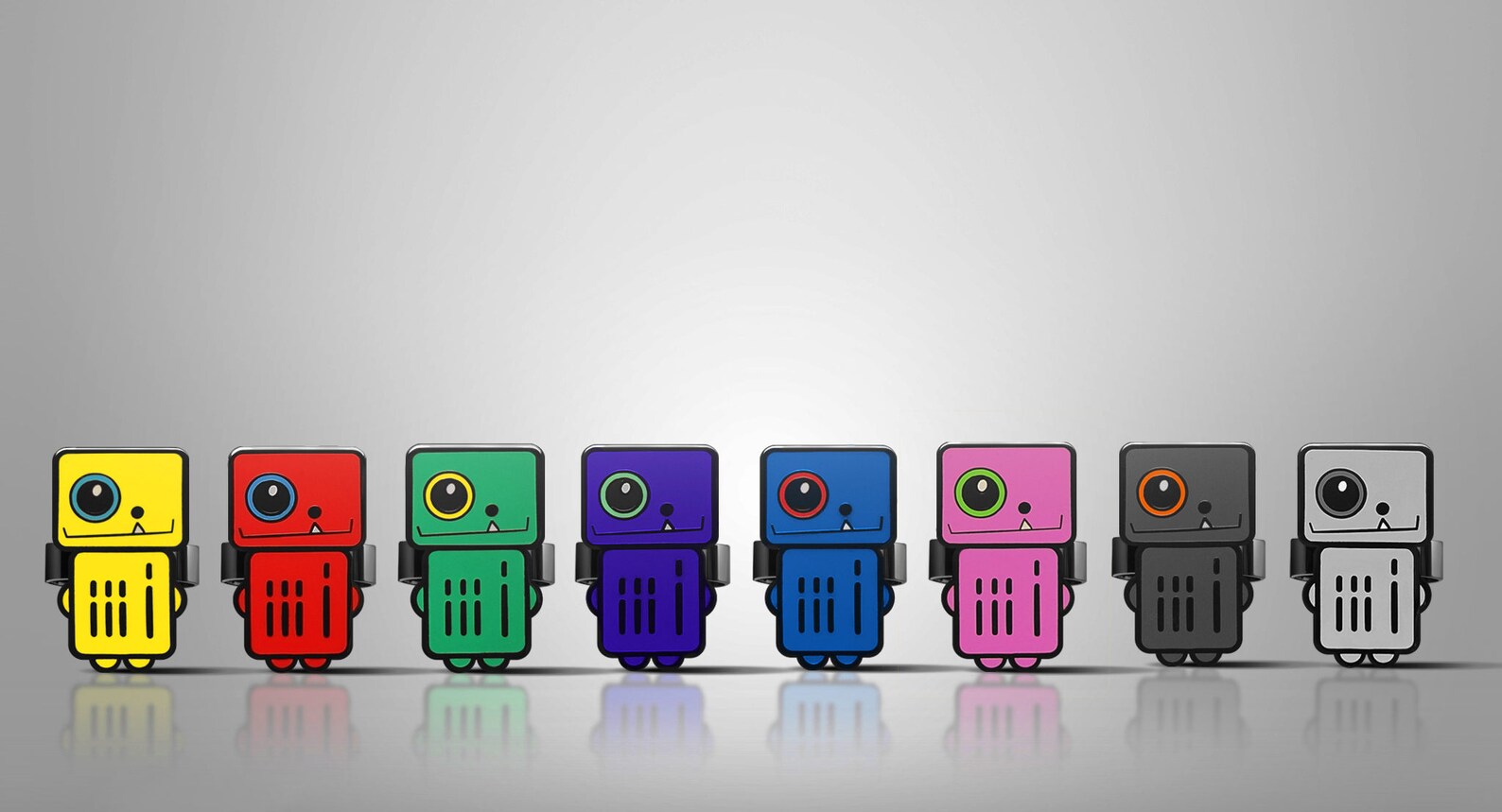 Ring Bundle, Robot Rings, Robot Jewelry, Adjustable Rings, Green/indigo ...