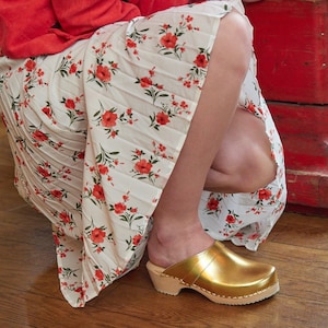 Swedish Clogs Sweden Classic Gold Leathe by Lotta from Stockholm / Wooden Clogs / Handmade / Mules / Low Heel Shoes / lottafromstockholm