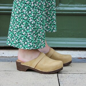 Swedish Clogs Sweden Elsa Classic in Sand Stain Resistant Nubuck by Lotta from Stockholm / Wooden Clogs / Mules / lottafromstockholm