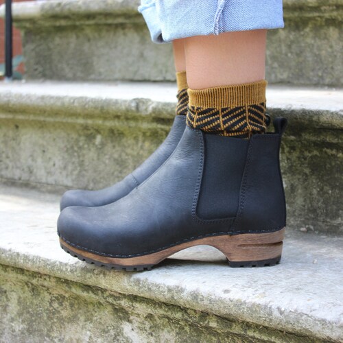 Jo Clog Boot in Black Soft Oil Leather 